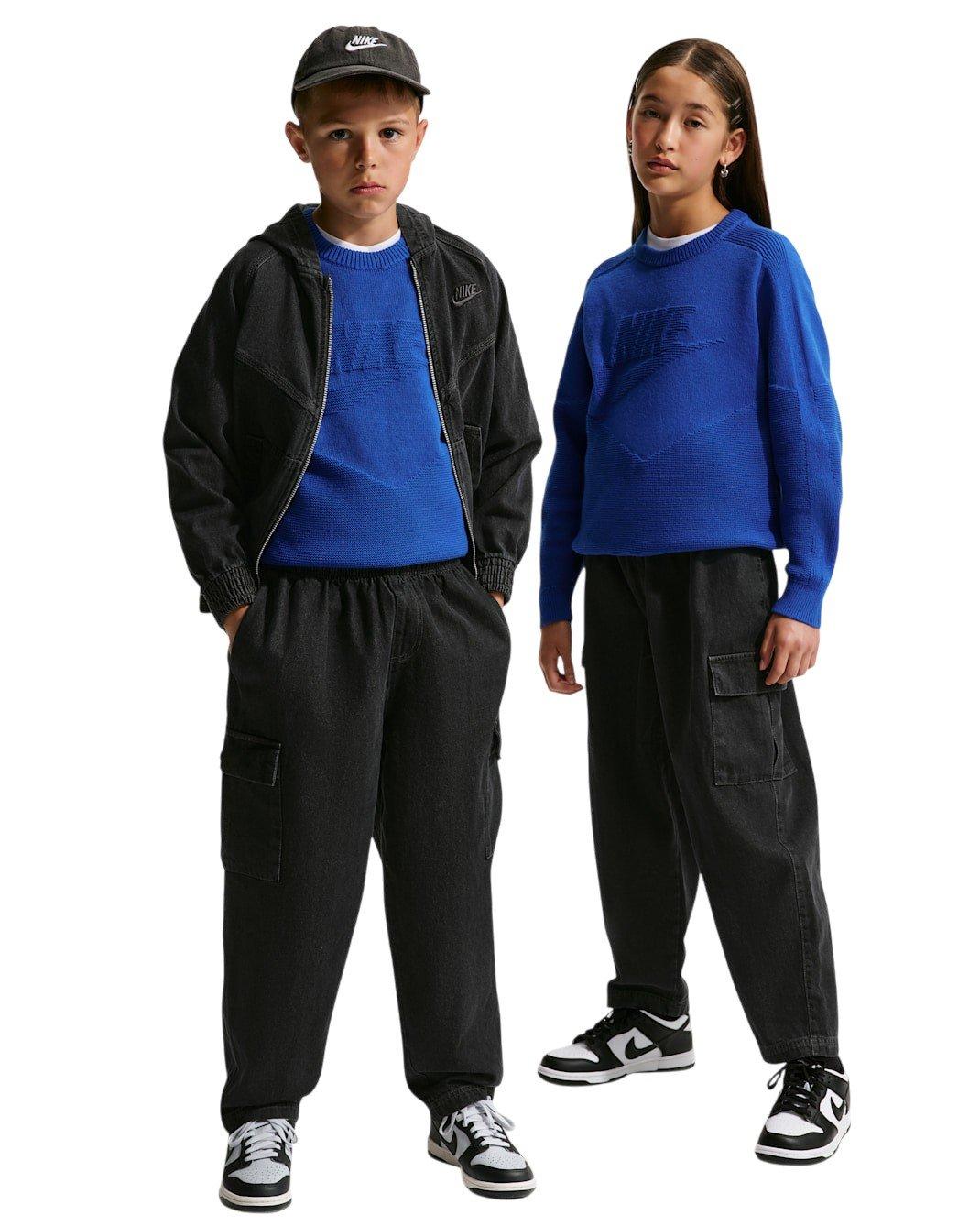 Nike Big Kids' Sportswear Collection Black Wash Denim Cargo Pants - BLACK